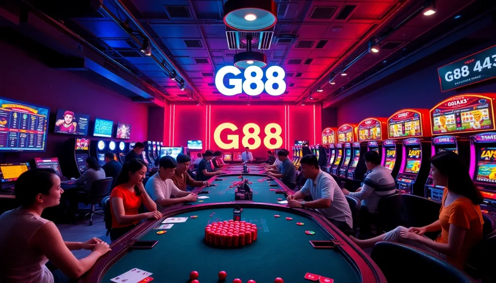 G88 online gaming experience showcasing diverse players in an exciting casino atmosphere.