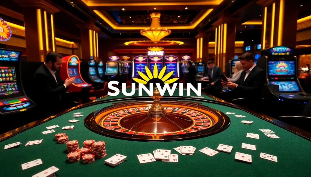 Experience thrilling gameplay at Sunwin's luxurious casino tables and vibrant slot machines.