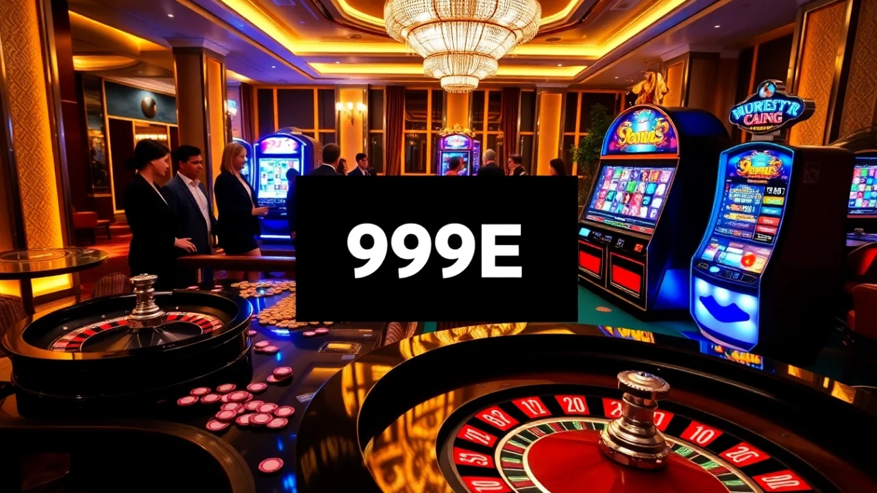 Players enjoying their luck at the roulette table and slot machine at 999E casino.
