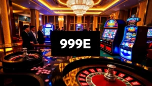 Players enjoying their luck at the roulette table and slot machine at 999E casino.