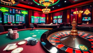 Experience the excitement of SODO Casino with vivid gaming tables and lively poker actions.