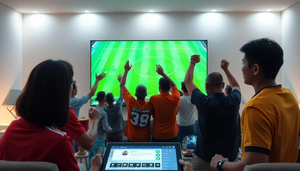 Exciting live football match on LuongSonTV, with fans enjoying high-quality streaming and vibrant community interaction.