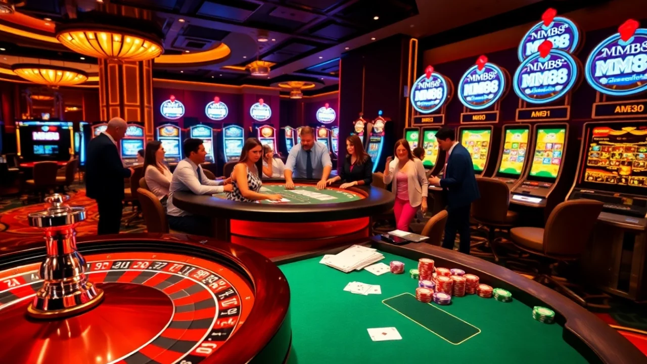 Play exciting games at MM88 casino with vibrant roulette and blackjack tables.