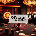 Players enjoy a high-stakes poker game at a luxurious casino, highlighting the essence of gambling at https://98win3h.io/.