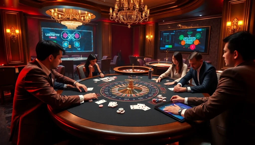 Action-packed scene of a poker game at https://98win9.bid/, showcasing chips, cards, and excitement.