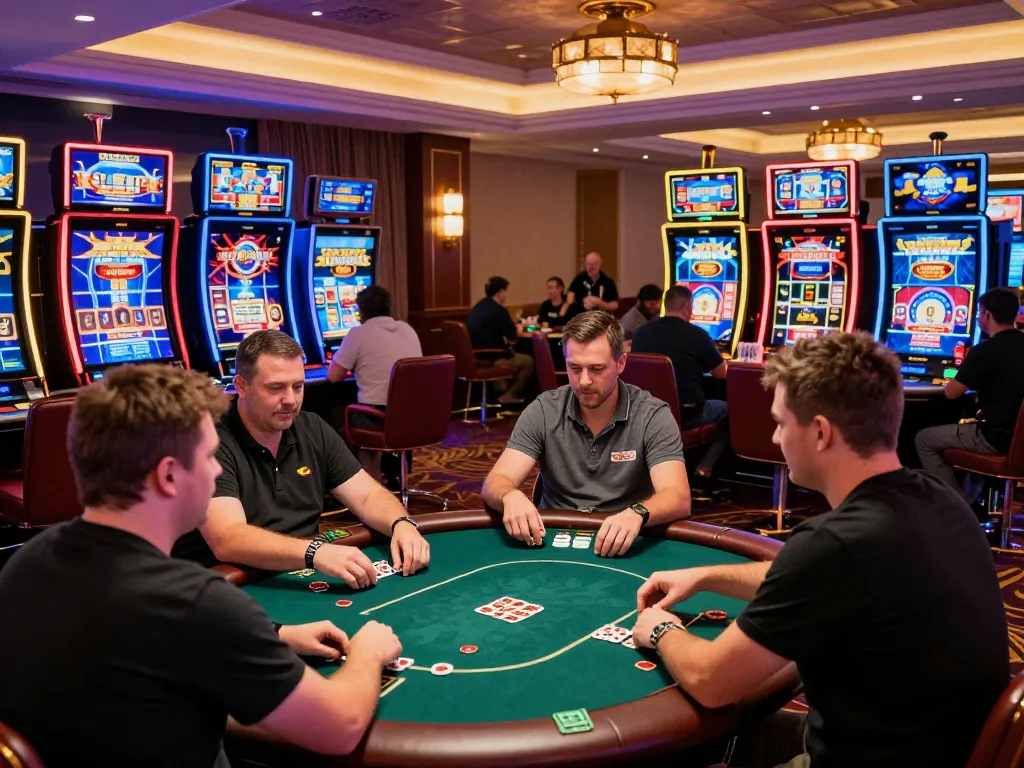 Players enjoying a thrilling game atmosphere while tải hitclub in a vibrant online casino.
