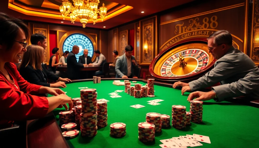 Experience the thrill of winning at tr88 with luxury casino gameplay and vibrant poker chips.
