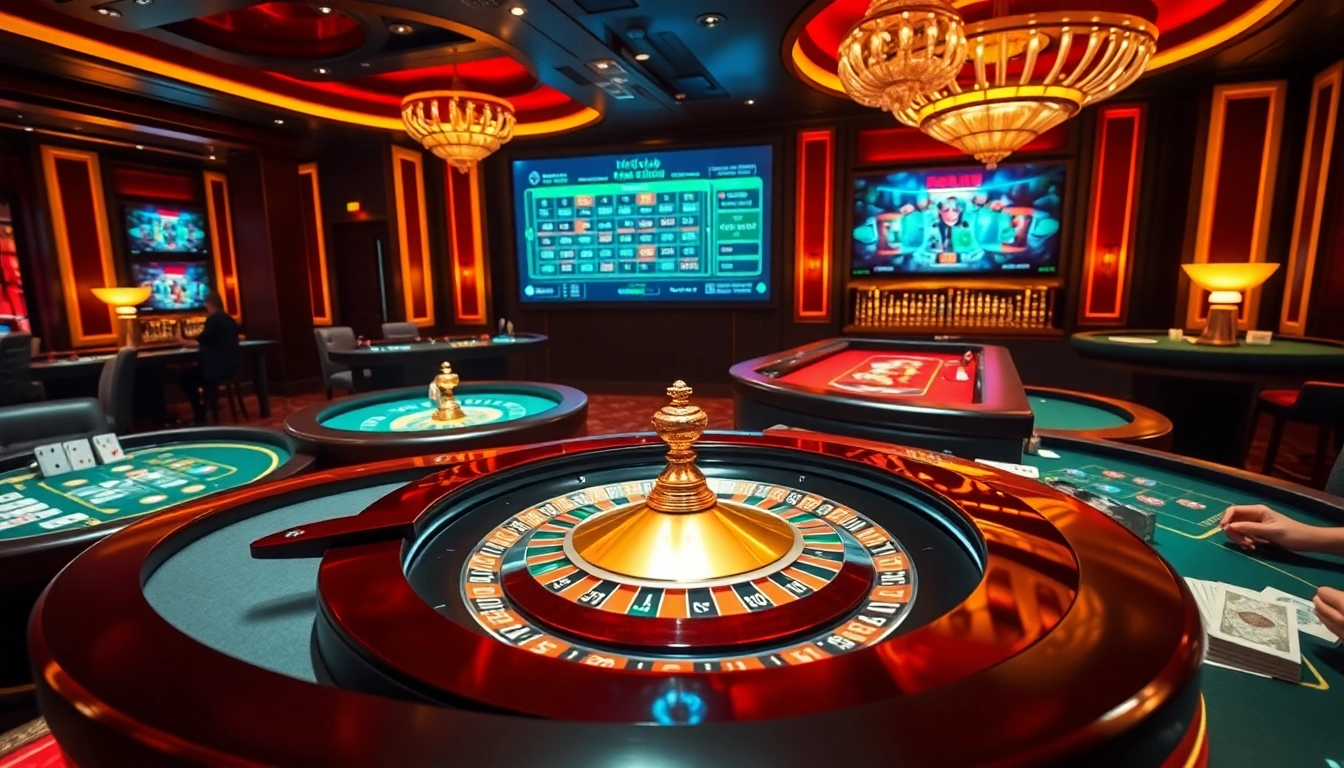 Hitclub gamblers enjoying a lively casino atmosphere with chips and cards.