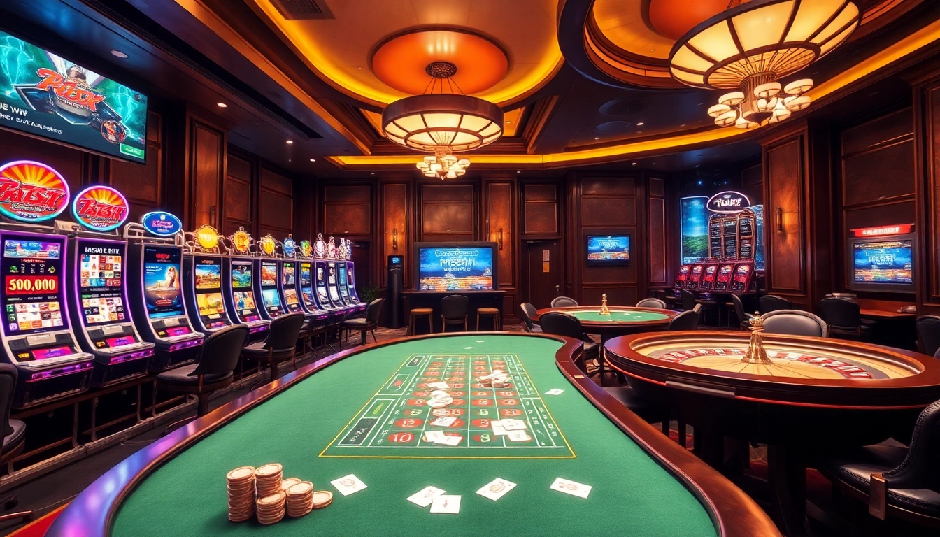 Experience high-stakes gaming action at tt88 with vibrant poker tables and luxury-slot machines.