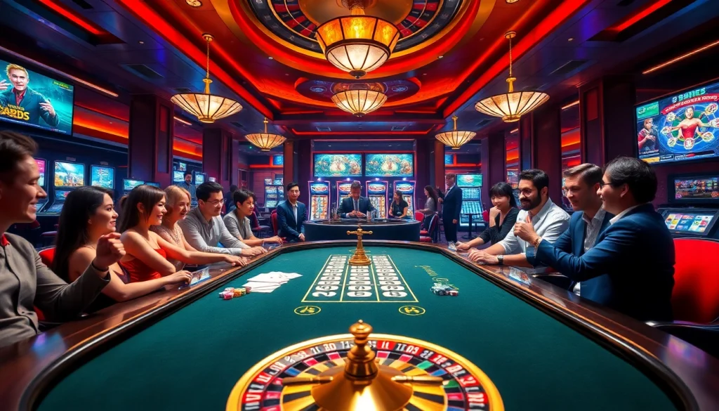 Players engaging in thrilling gameplay at Trang chủ 9BET with luxurious casino elements.