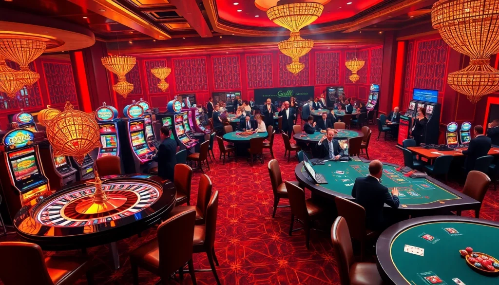 Exciting players winning at Goal123 casino with vibrant slots and roulette tables.