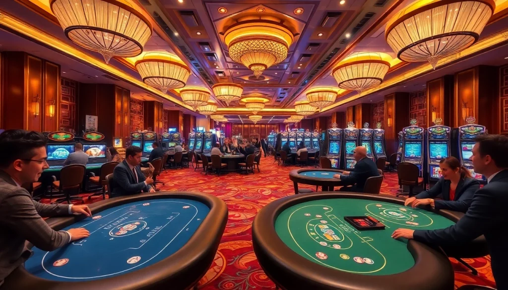 Nohu players engaged at high-stakes tables, capturing the excitement of vibrant casino gameplay.