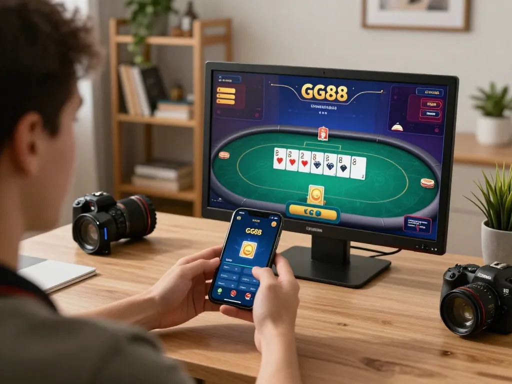 Player engaging in mobile poker gameplay at https://gg88live.com/, showcasing a winning hand on the app
