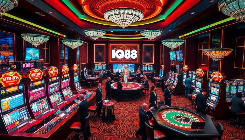 Experience the excitement of iq88 with players engaging at a luxurious casino table.