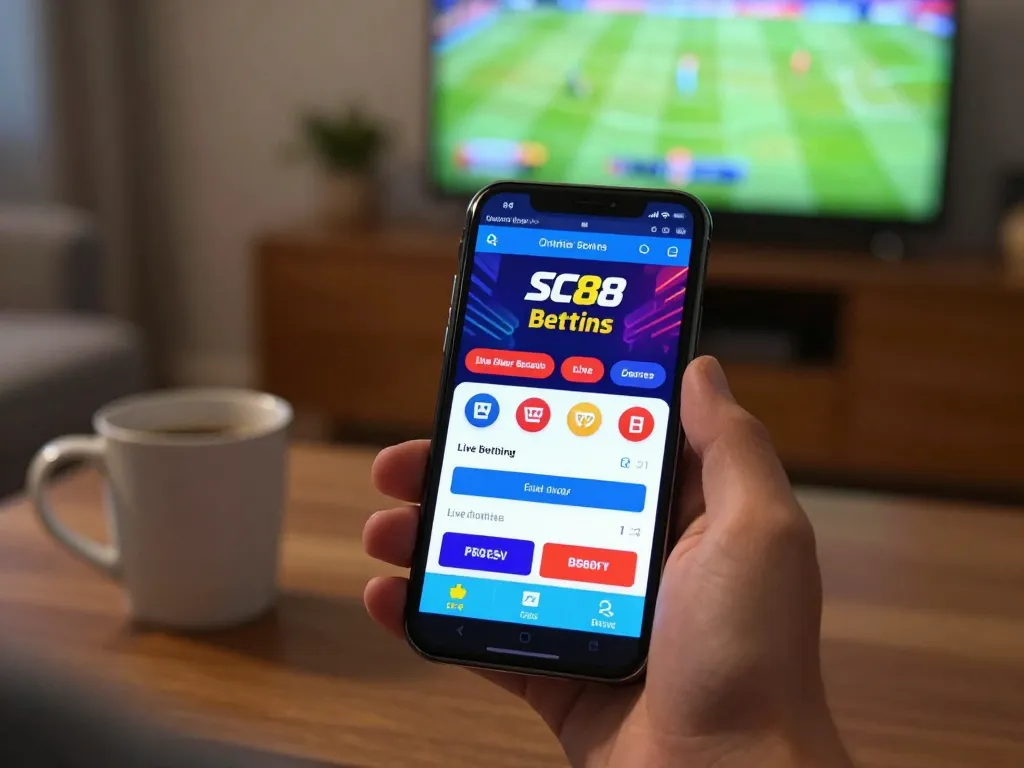 Engaging with SC88 while betting on sports through a mobile app in a cozy setting.