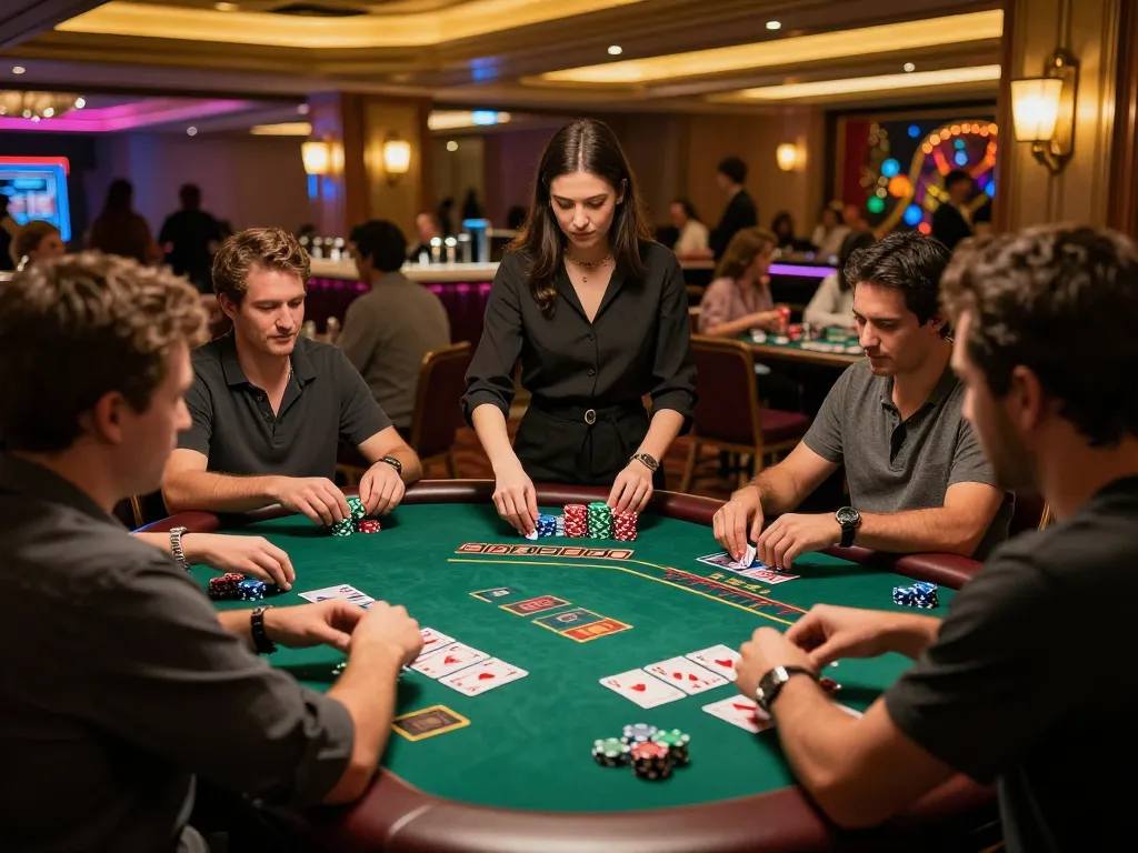 Players engaging in intense blackjack strategy at lively casino tables featuring S88 elements