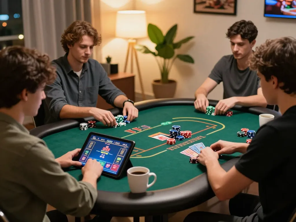 MM88 player strategizing during an online poker game on tablet with vibrant graphics.