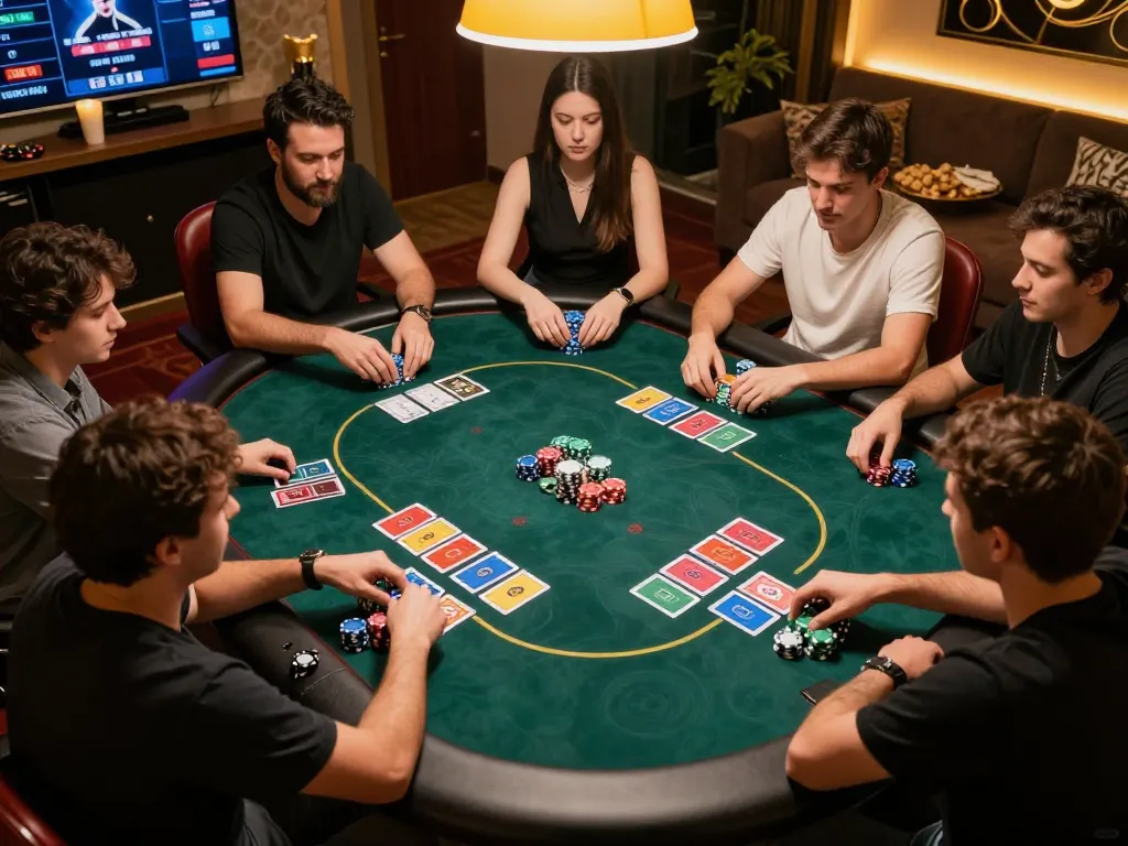 Experience the thrill of online poker with friends at 789Win, dynamic game play and strategic betting visible.