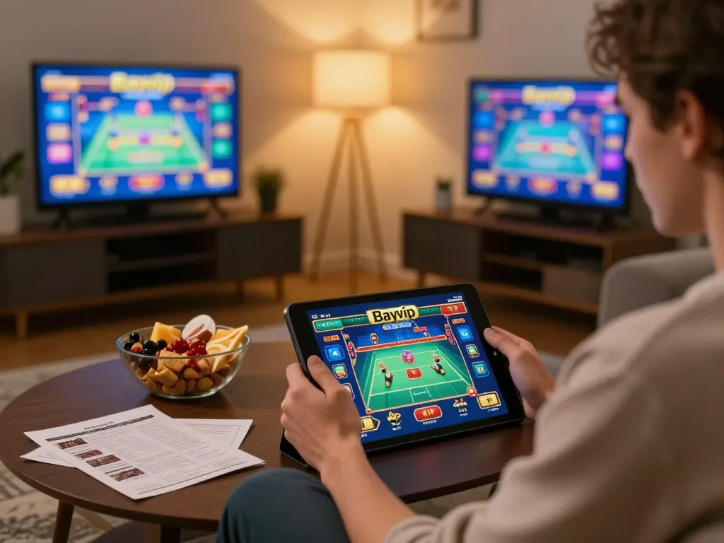 Engaging in Bayvip online gaming strategy while enjoying a cozy home environment