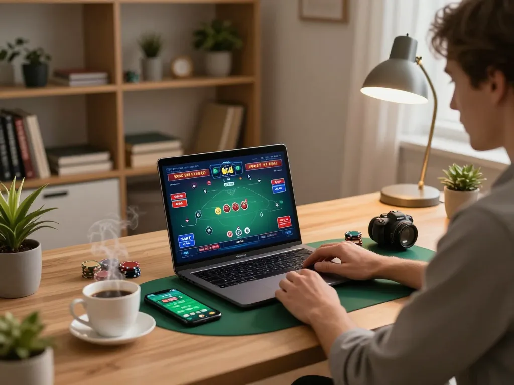 Experience hoàn trả cược thua while engaging in an online poker game from home, illustrating strategic betting.