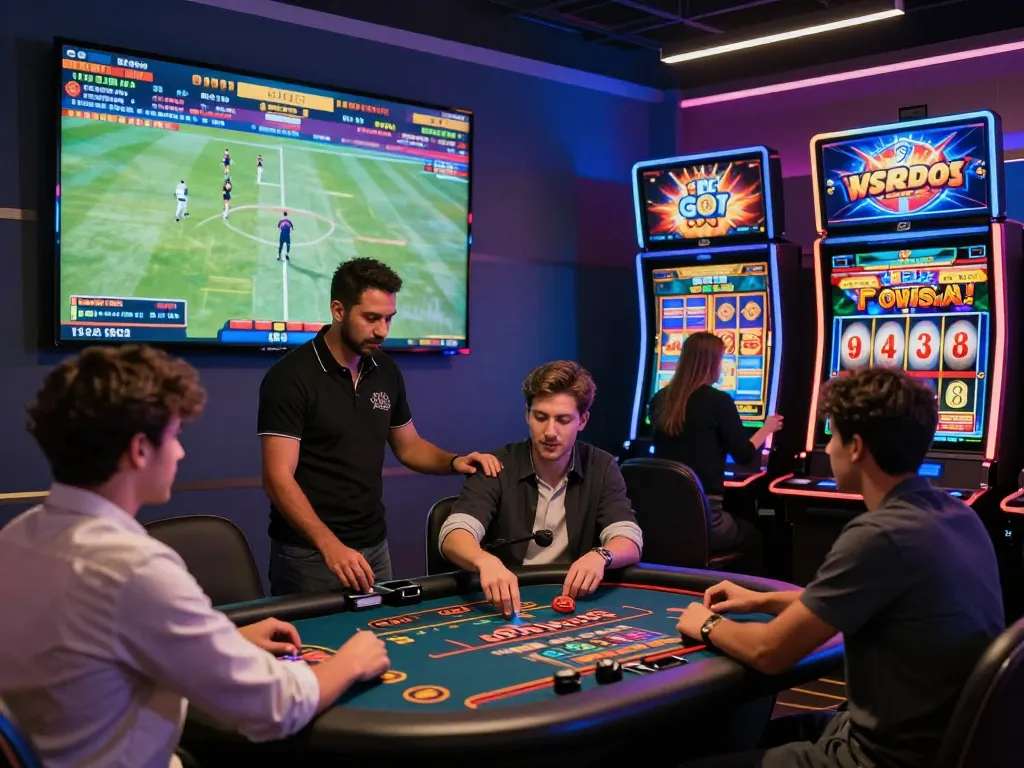 Players at C168 online gambling hub engaging in sports betting, live casino, and slot games in a vibrant, energetic atmosphere.