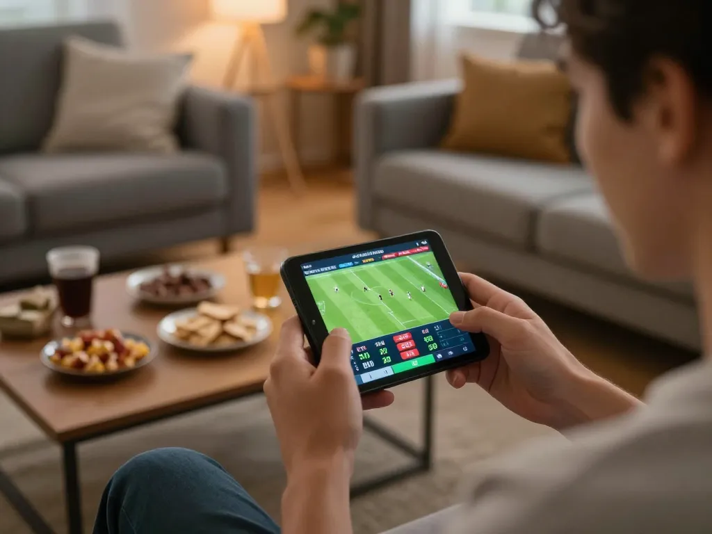 Placing a live bet on MB88 from the comfort of home, showcasing engaging sports betting experience.