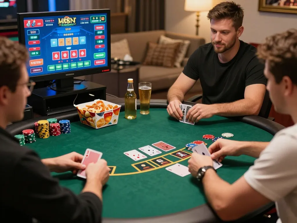 Engaged players at the blackjack table while enjoying 888slot gaming experience online.