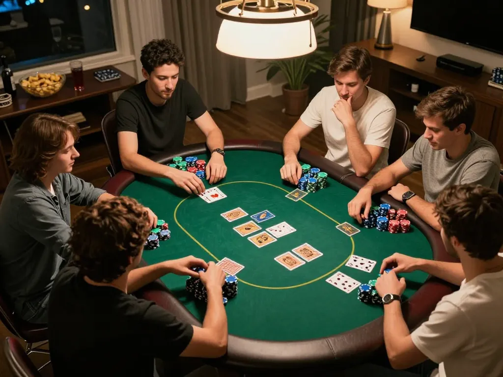 Players enjoying an engaging poker game at home showcasing the excitement of lc88 poker nights