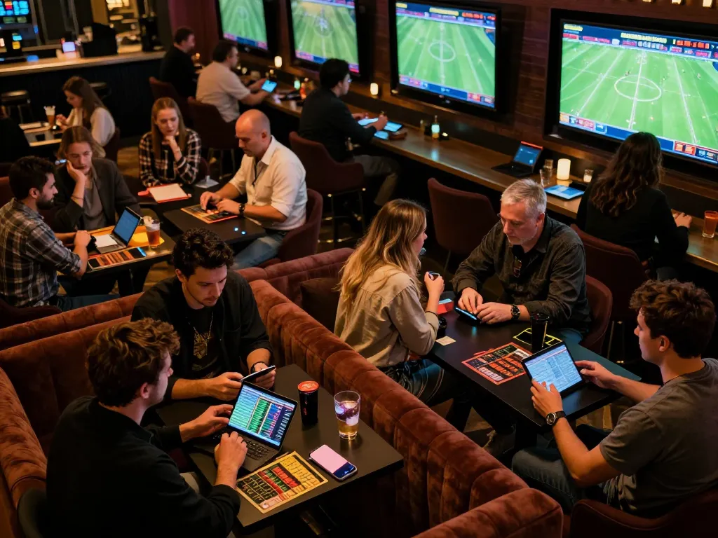 Fans engaging with Bongdalu while watching live football, showcasing strategic sports betting activity.