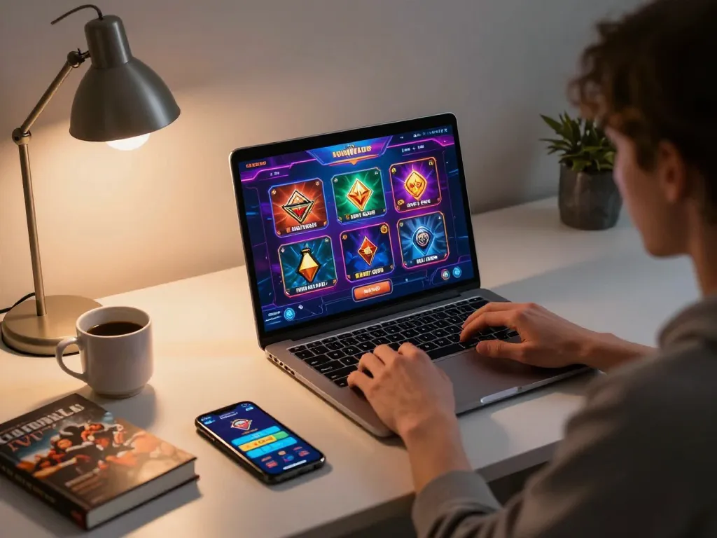 TR88 players engaging in online casino gaming on laptop with vibrant visuals