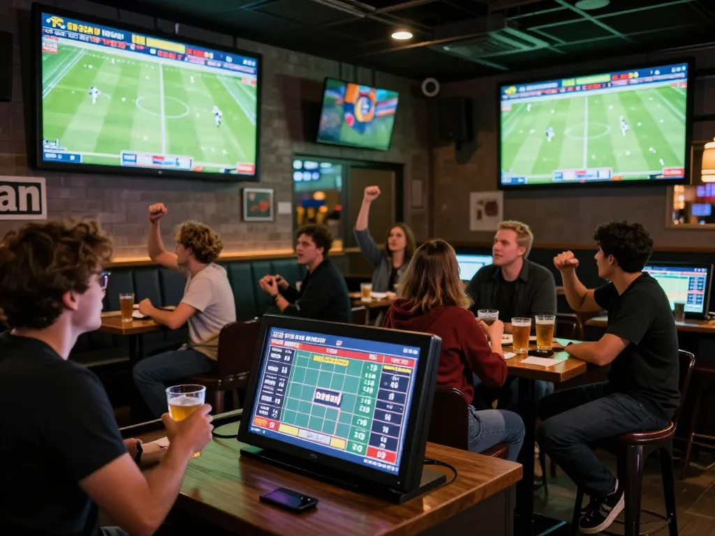 Fans engaging actively in live betting and football watching at luongsontv sports venue.