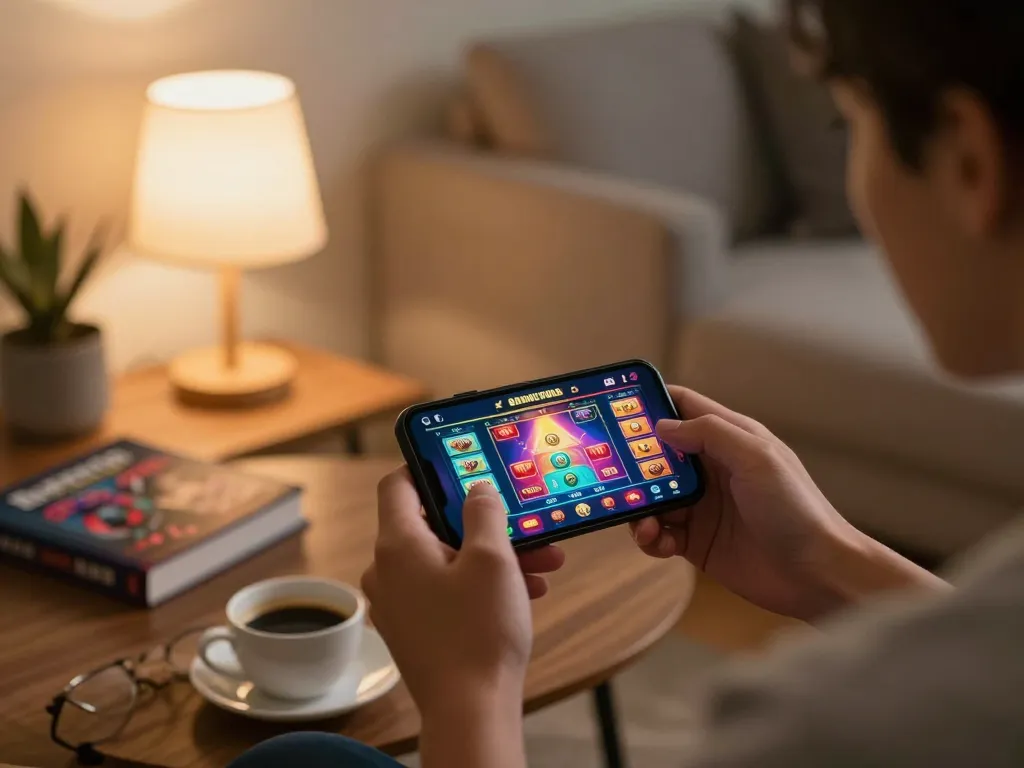 Experience exciting mobile gaming on 789win app in a cozy home setup.