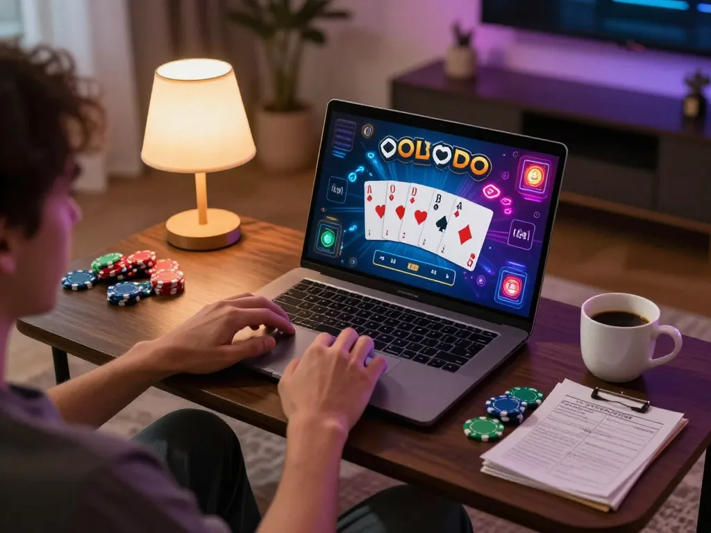 Player engaging in strategic blackjack gameplay on tg88 online platform in a cozy home environment
