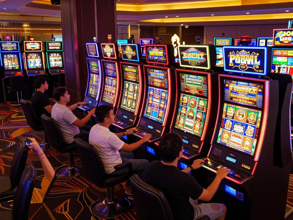 Engaged players enjoying Slot Malaysia games at a vibrant casino.
