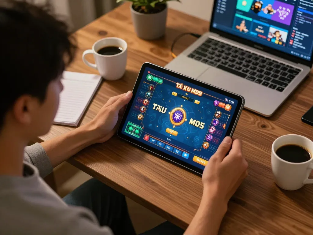 A player engaged in Tài Xỉu MD5 online, showcasing strategy and technology.