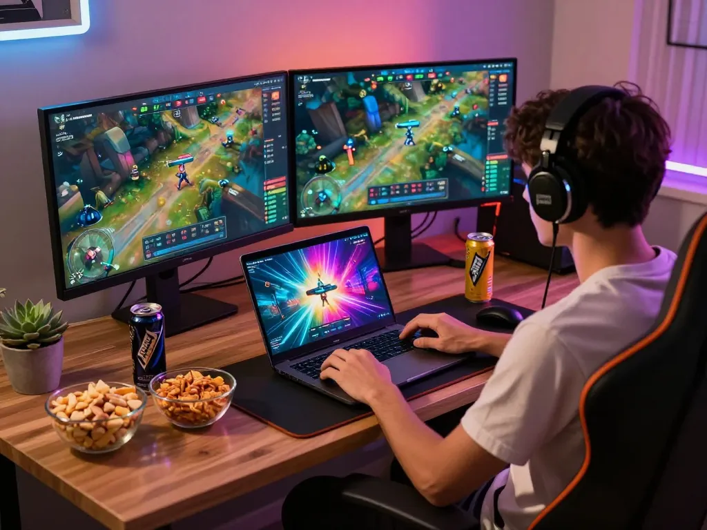 engaged user enjoying sunwin online gaming platform in a cozy home setting