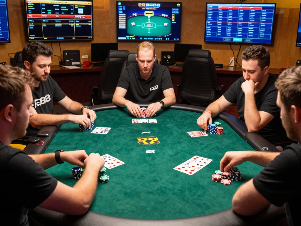 Players experiencing thrilling online poker at PG88 with colorful chips and vibrant gameplay