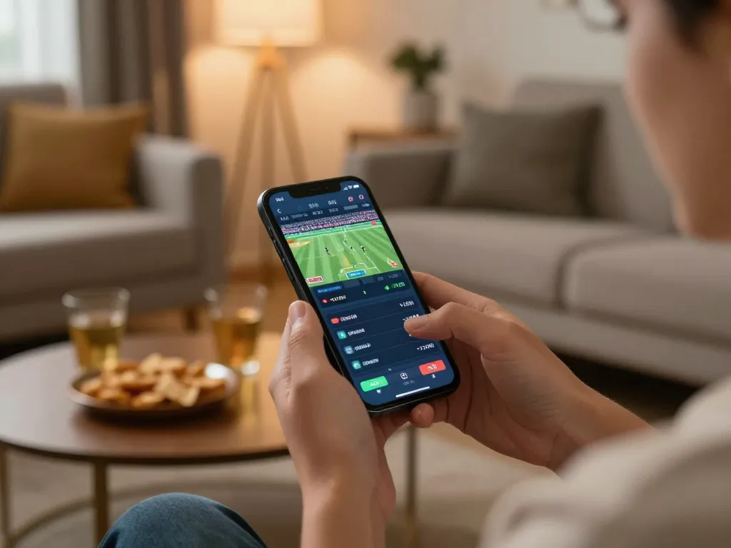 Engaging in sports betting on mobile while analyzing Nhận định kèo for better odds.