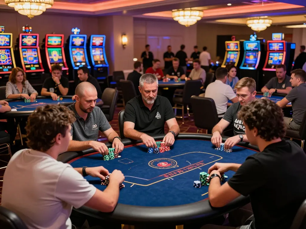 Players enjoying intense poker action at cm88 com with vibrant casino atmosphere