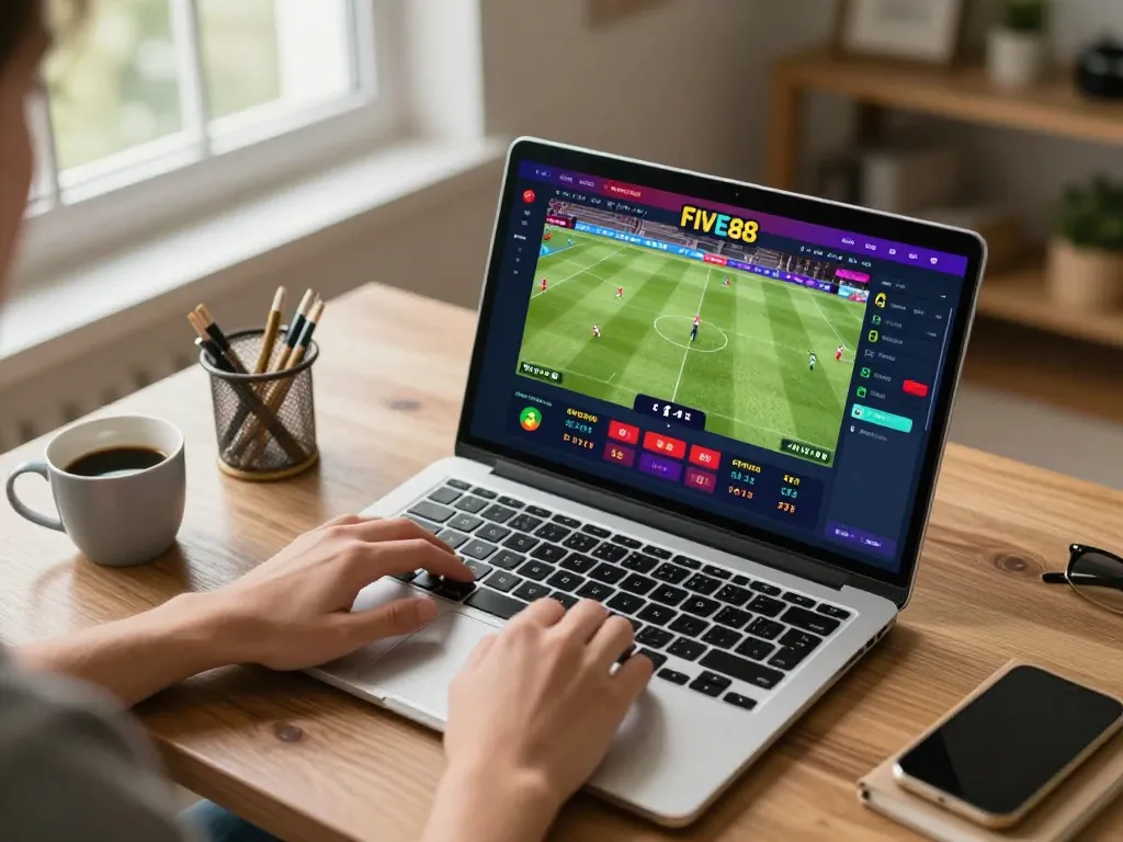 Engaging in sports betting on FIVE88 with live odds and strategies in a cozy home setup